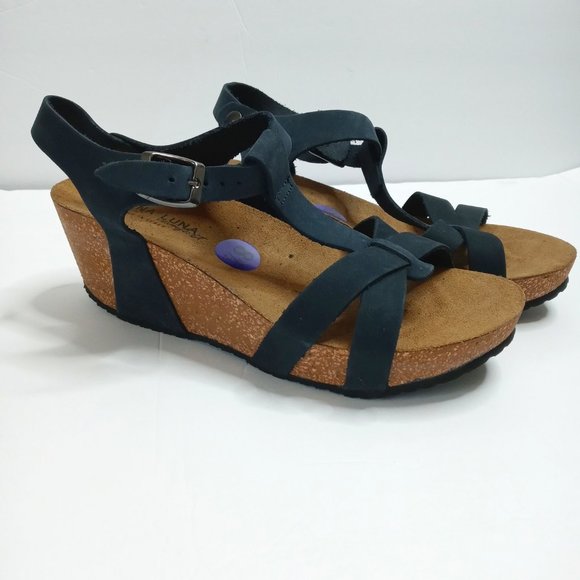 Marina Luna Shoes | Marina Luna Blue Comfort Tstrap Wedge Sandals | Poshmark